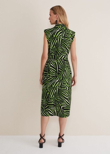 Phase Eight Trinny Zebra Print Trench Dress Green USA | 0431682-BA